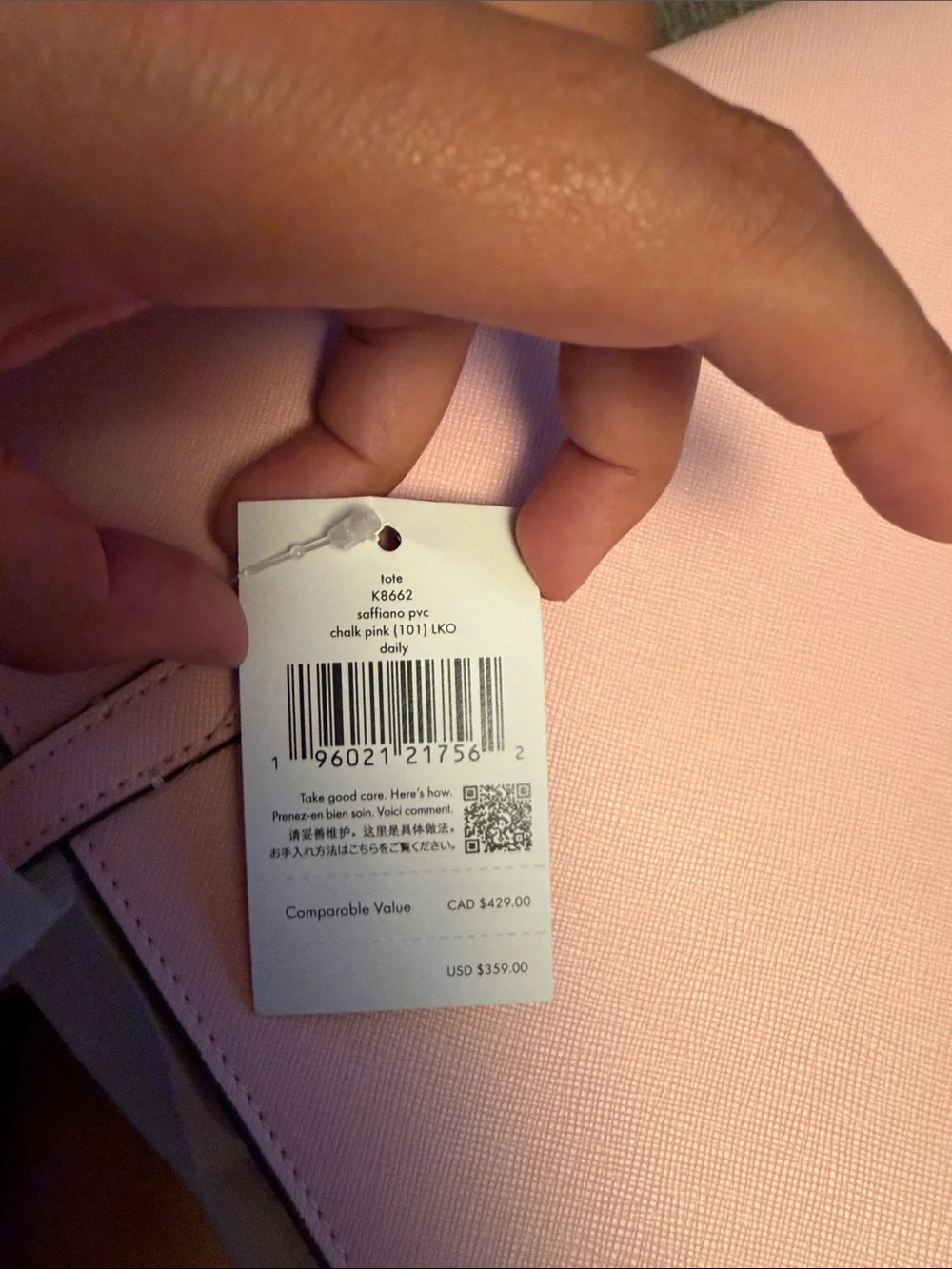 kate spade pink structured tote with front pocket